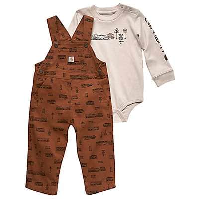 Carhartt Infant boy Carhartt Brown Boys' Long-Sleeve Bodysuit & Printed Canvas Overalls Set (Infant)