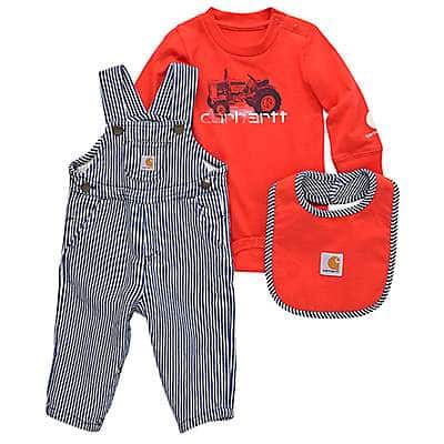 Carhartt Infant boy Navy Boys' Long-Sleeve Bodysuit, Overalls, & Food Bib Set