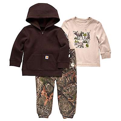 Carhartt Infant boy Mossy Oak Break-Up Country Boys' Long-Sleeve Tee, Jacket, & Fleece Pants Set (Infant)