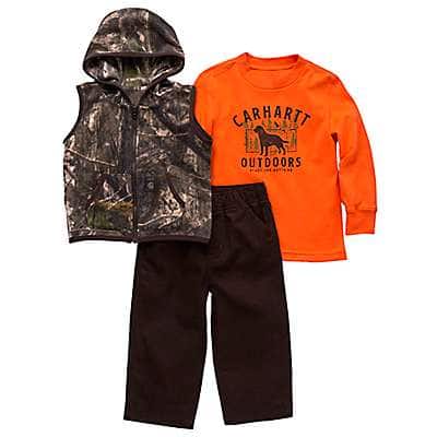 Carhartt Infant boy Dark Brown Boys' Long-Sleeve Tee, Camo Vest & Canvas Pants Set (Infant)