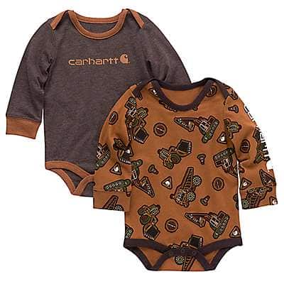 Carhartt Infant boy Carhartt Brown Boys' Long-Sleeve Construction 2-Piece Bodysuit Set