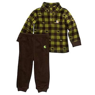 Carhartt Infant boy Dark Brown Boys' Long-Sleeve Printed Fleece Sweatshirt & Pants Set (Infant)