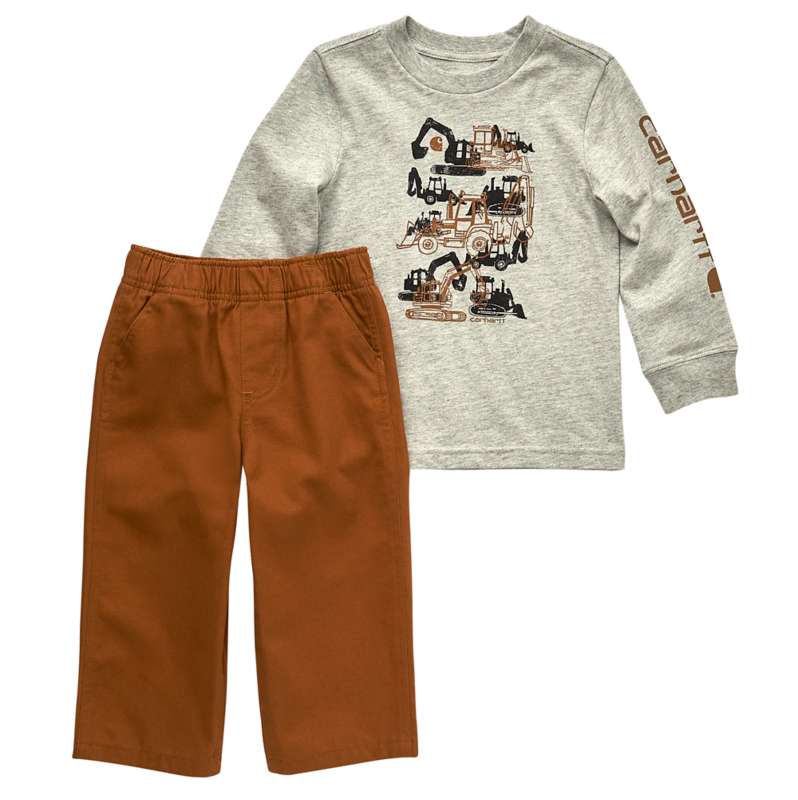 Carhartt  Carhartt Brown Boys' Long-Sleeve T-Shirt & Canvas Pants Set (Toddler)
