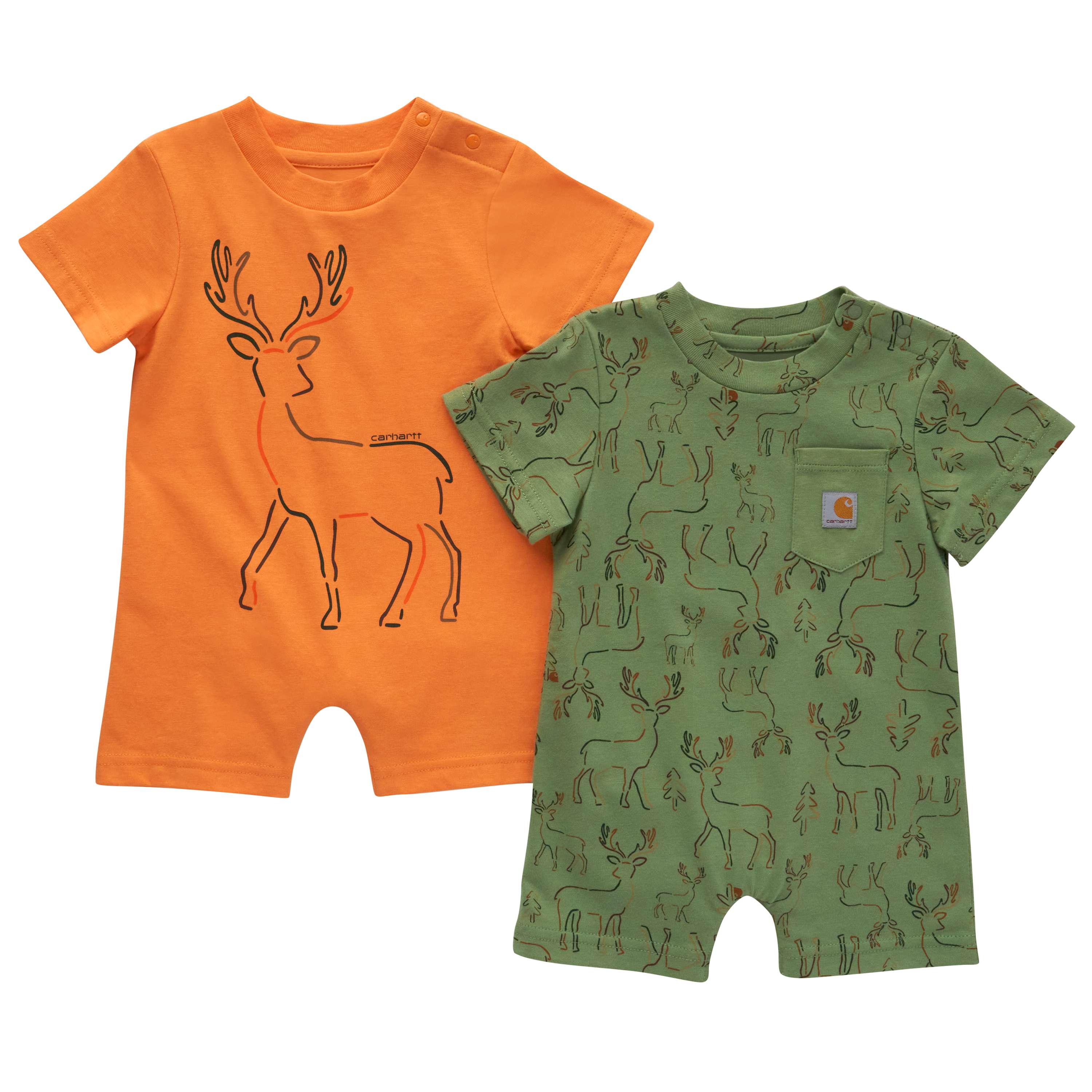 Levi#39;s Kids logo-print Henley romper - Orange