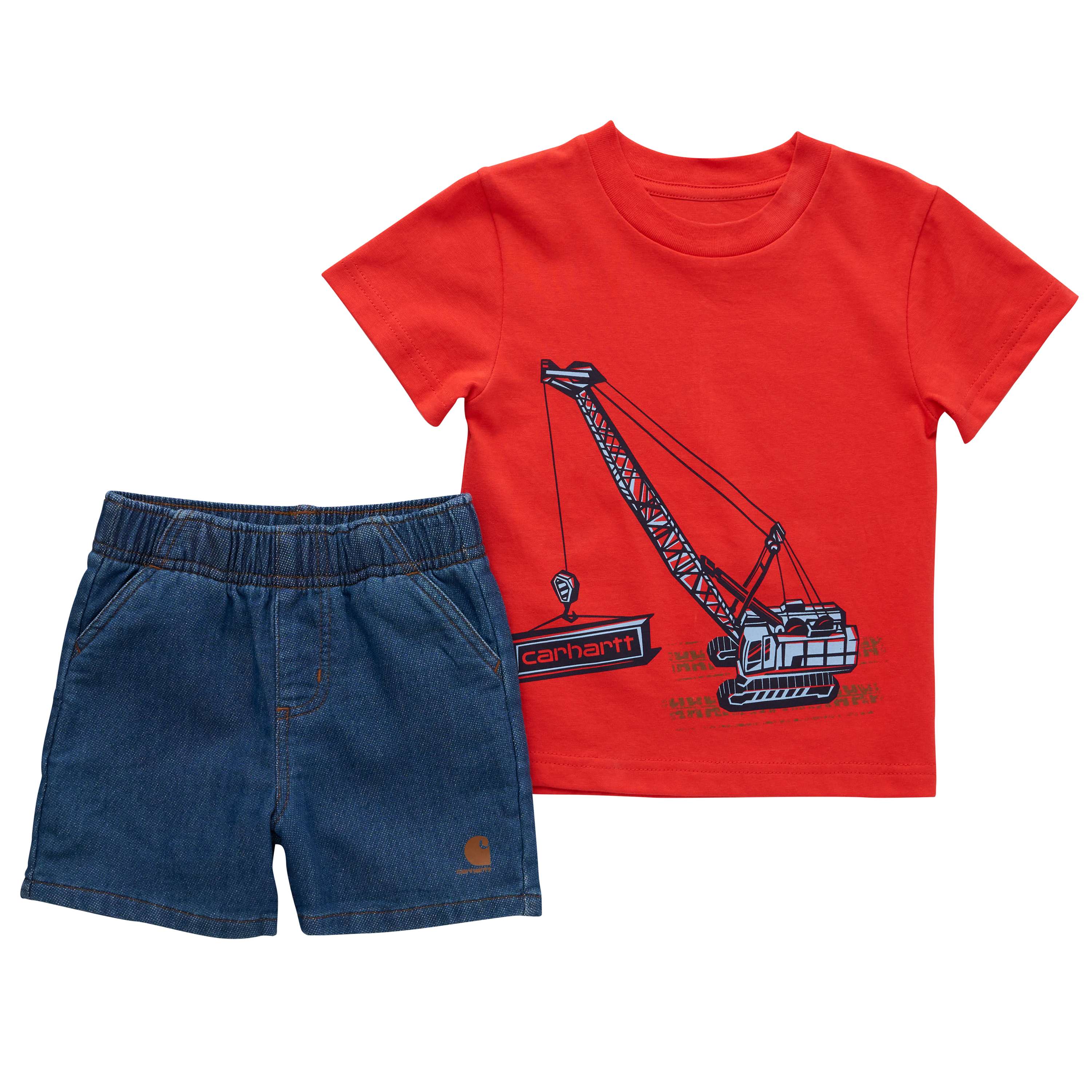 Carhartt Boys' Two-Piece Short-Sleeve T-Shirt & Stretch Denim Shorts Set (Infant)