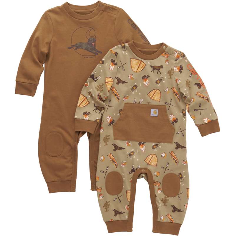 Carhartt  Dark Khaki Boys' Long-Sleeve Camp Coverall 2pc Set (Infant)