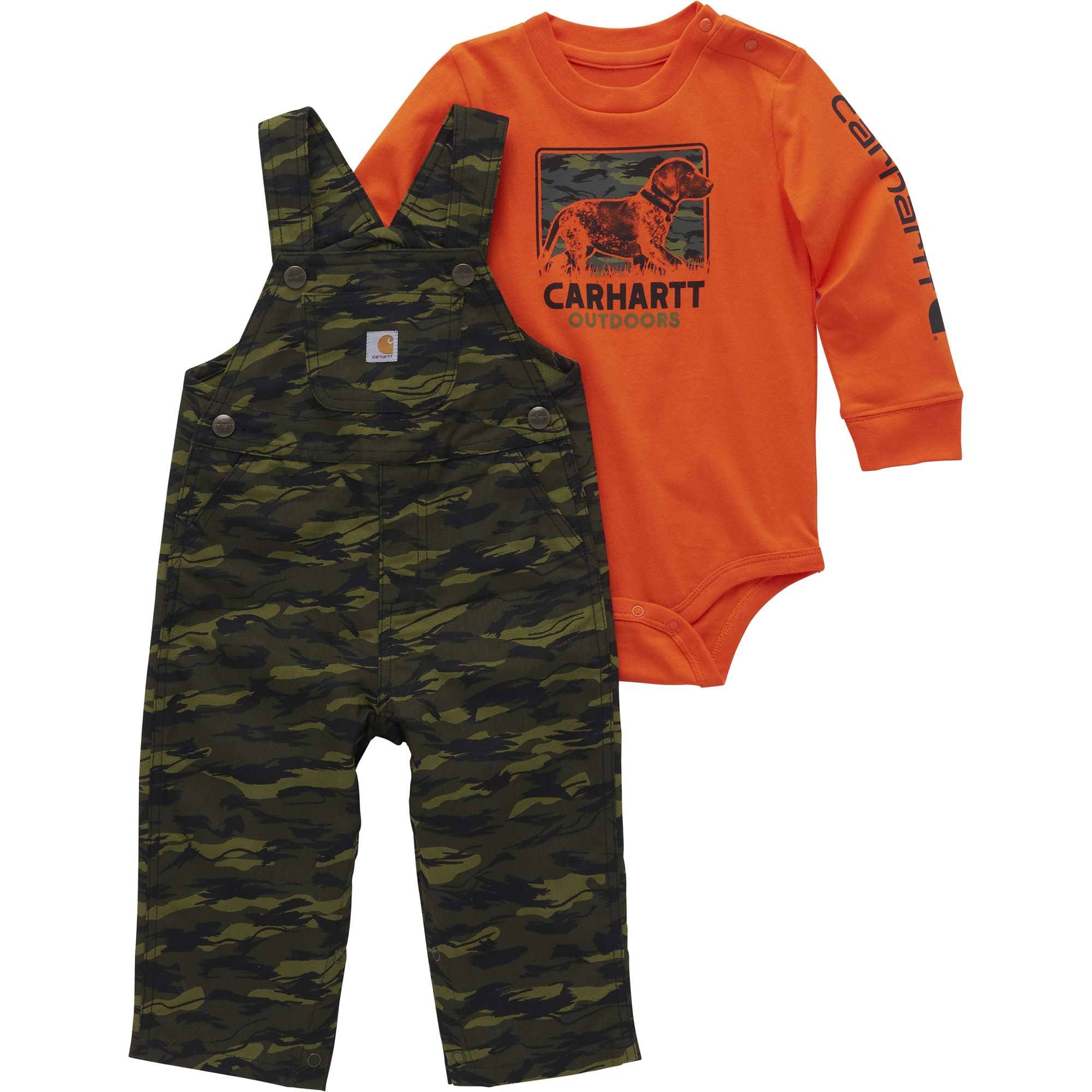 Carhartt Boys' Long-Sleeve Bodysuit and Canvas Printed Overall Set (Infant)