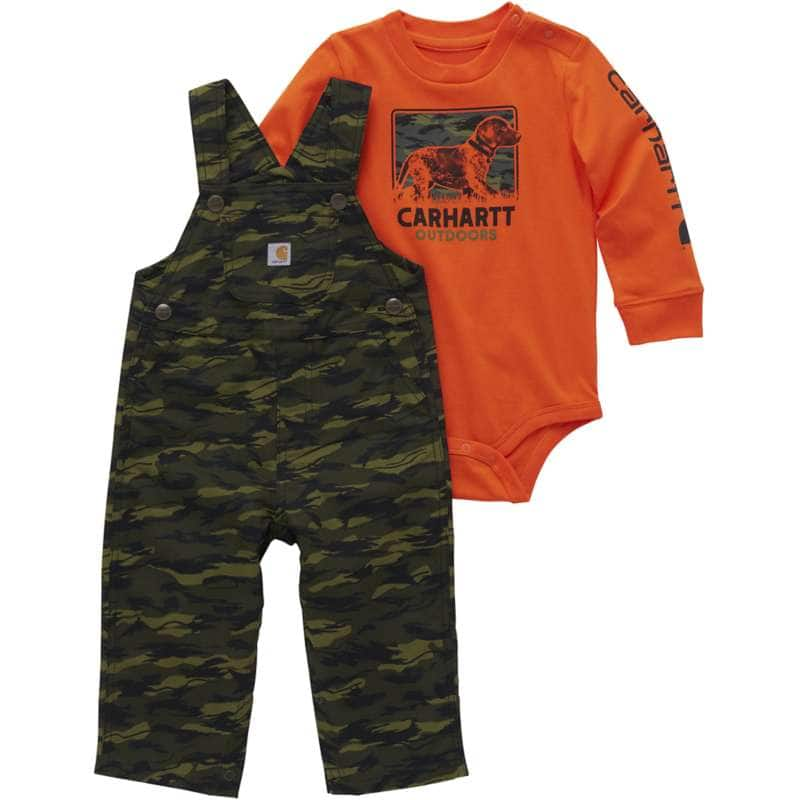 Carhartt  Green Camo Boys' Long-Sleeve Bodysuit and Canvas Printed Overall Set (Infant)