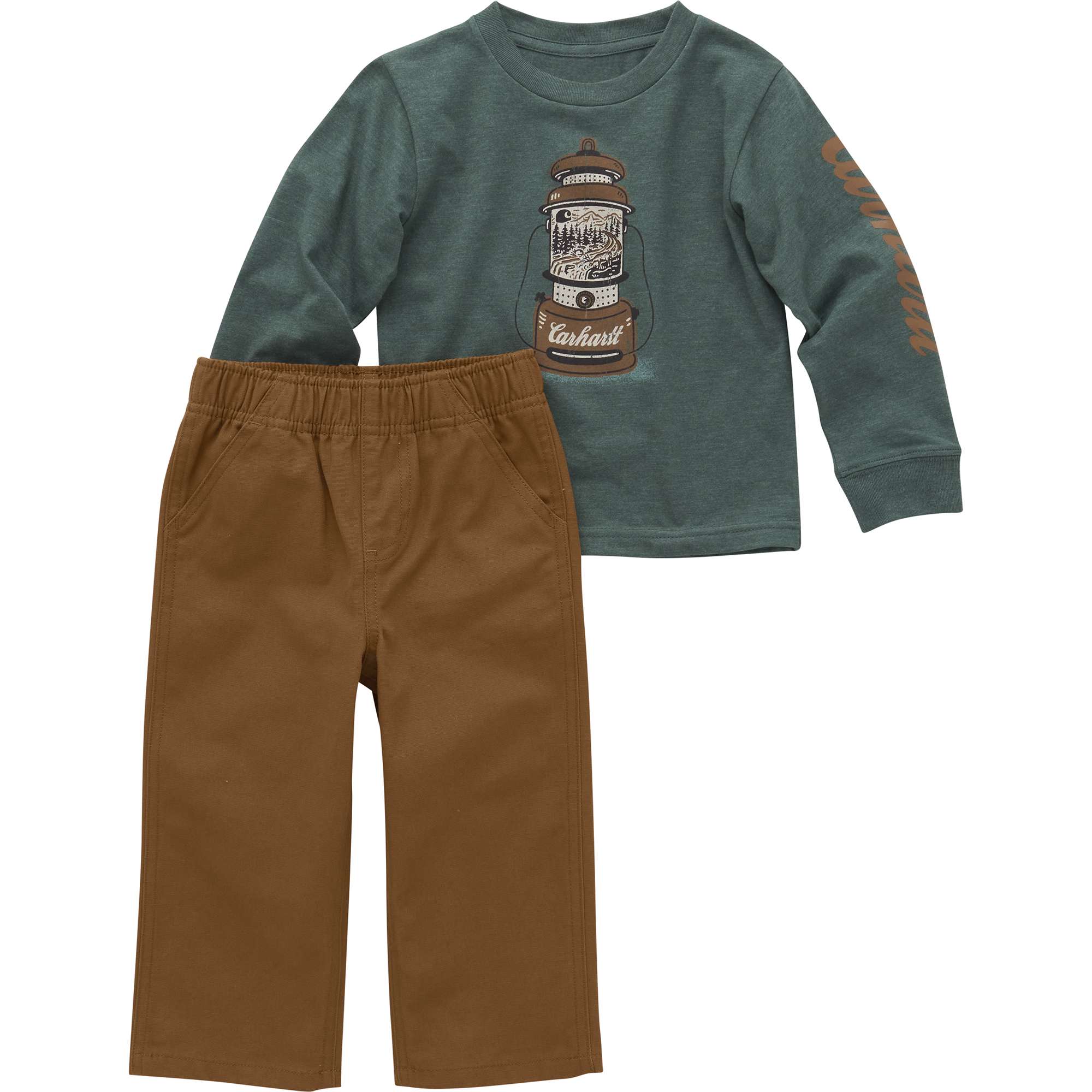 Carhartt Boys' Long-Sleeve T-Shirt Canvas Pant Set (Toddler)