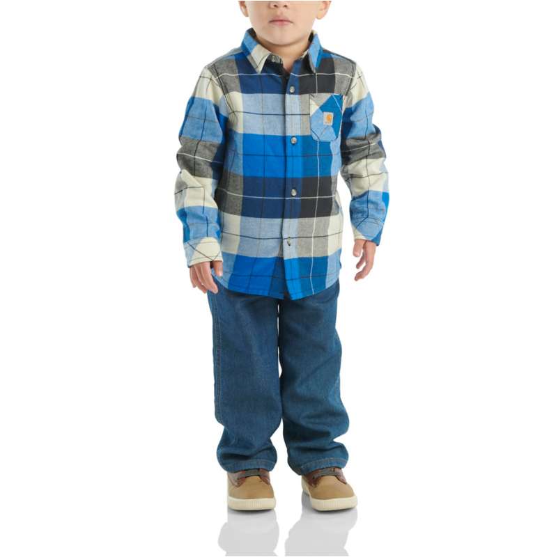 Carhartt  Denim Medium Wash Boys' Long-Sleeve Flannel Shirt Denim Printed Set (Child)