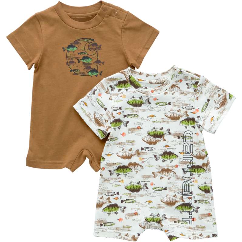 Carhartt  Carhartt Brown Boys' 2-Piece Short Sleeve Fishing Romper Set (Infant)