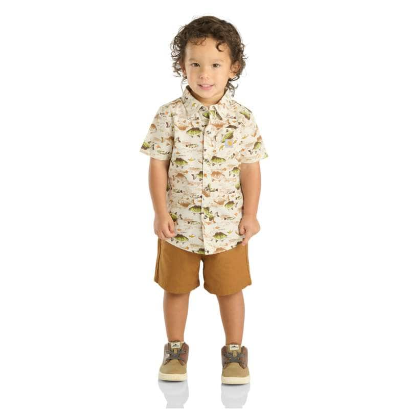 Carhartt  Carhartt Brown Boys' 2-Piece Short Sleeve Printed Shirt & Canvas Short Set (Toddler)