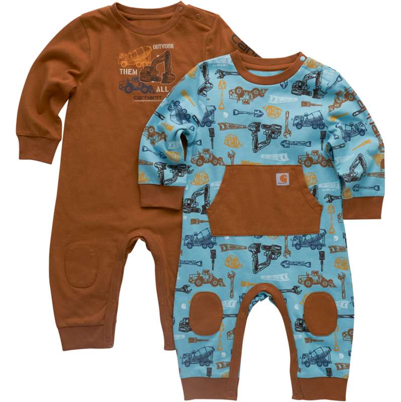 Carhartt  Carhartt Brown Boys' 2-Piece Long Sleeve Construction Coverall Set (Baby)