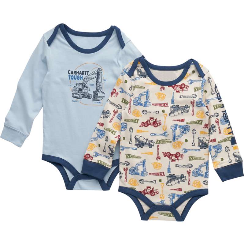 Carhartt  Light Aqua Boys' 2-Piece Long Sleeve Construction Bodysuit Set (Baby)