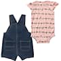 Additional thumbnail 2 of Girls' Short-Sleeve Daisy Chain Print Bodysuit & Denim Shortall Set