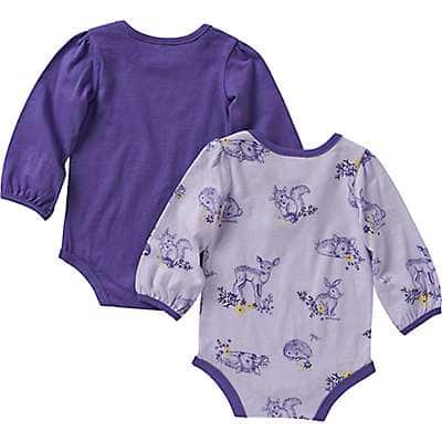 Carhartt Infant girl Bold Purple Girls' Long-Sleeve Forest Friends Print Bodysuit 2-Piece Set