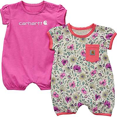 Carhartt Infant girl Stone Girls' Short Sleeve Floral Romp 2pc Set