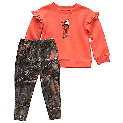 Carhartt Toddler girl Mossy Oak Break-Up Country Girls' Long-Sleeve Deer Shirt & Camo Leggings Set (Toddler)