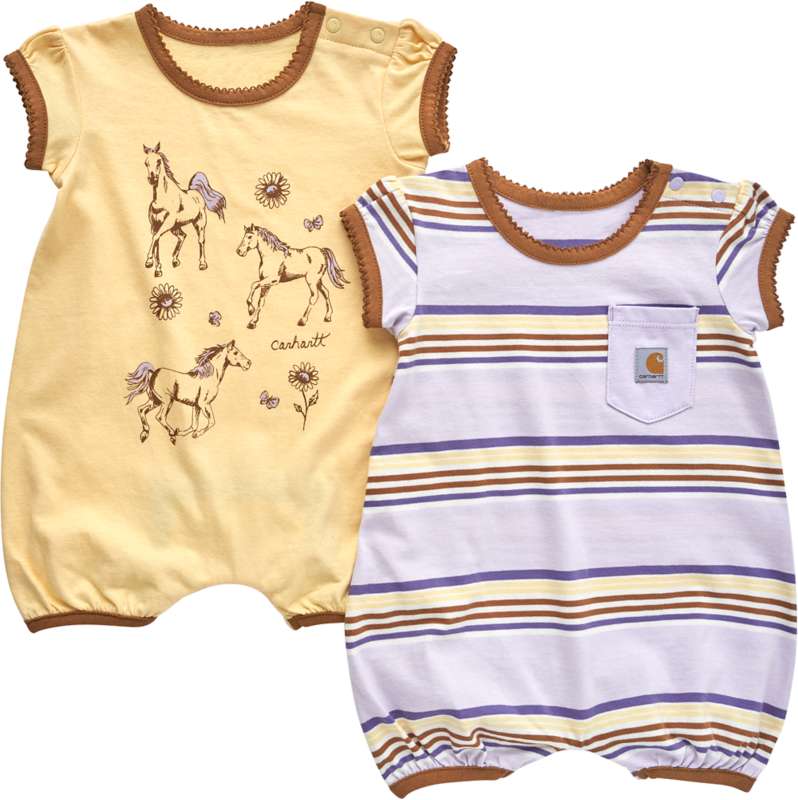 Carhartt  Lavender Girls' Two-Piece Short-Sleeve Horse Romper Set (Infant)