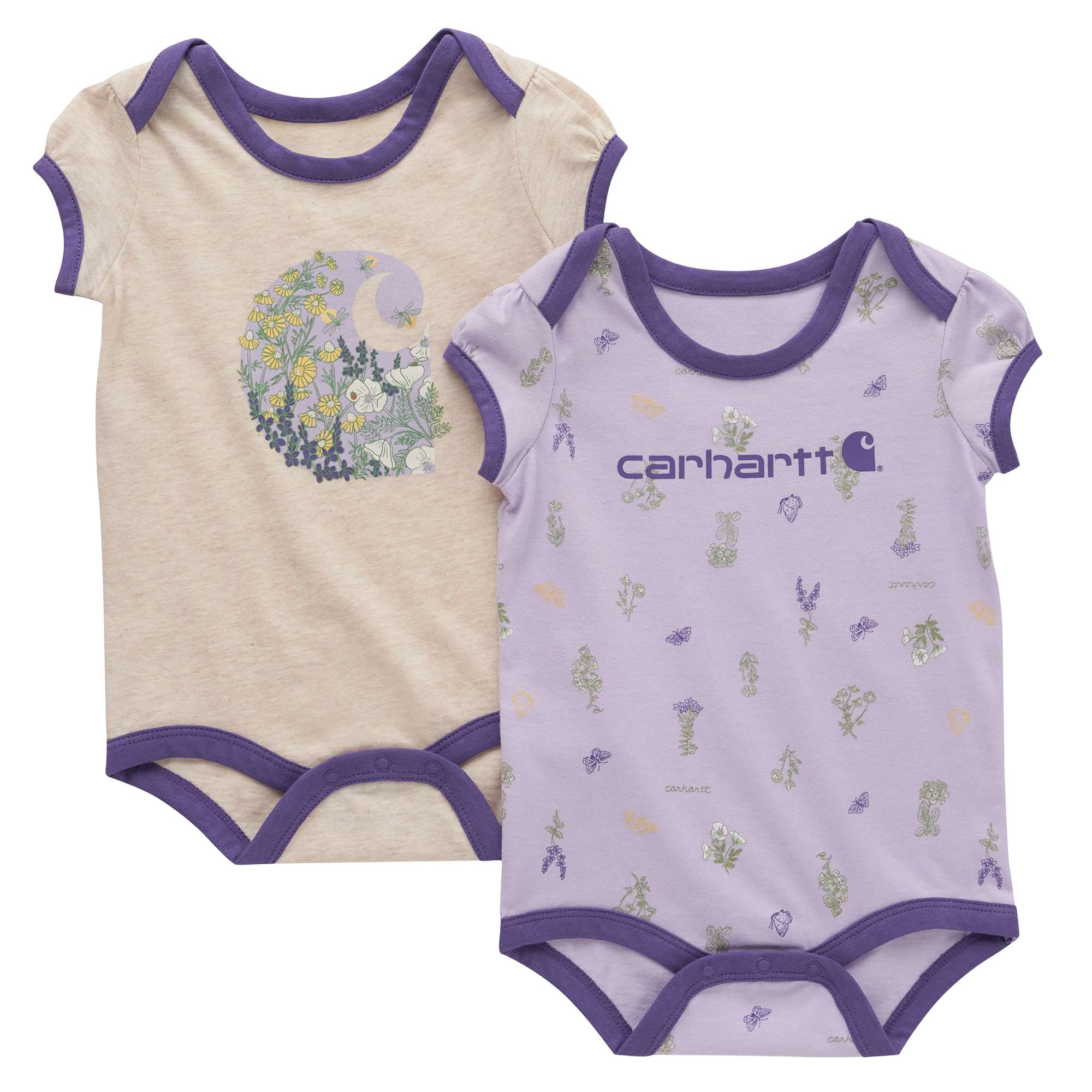 Carhartt Girls' Two-Piece Short-Sleeve "Seed Packet" Print Bodysuit Set (Infant)