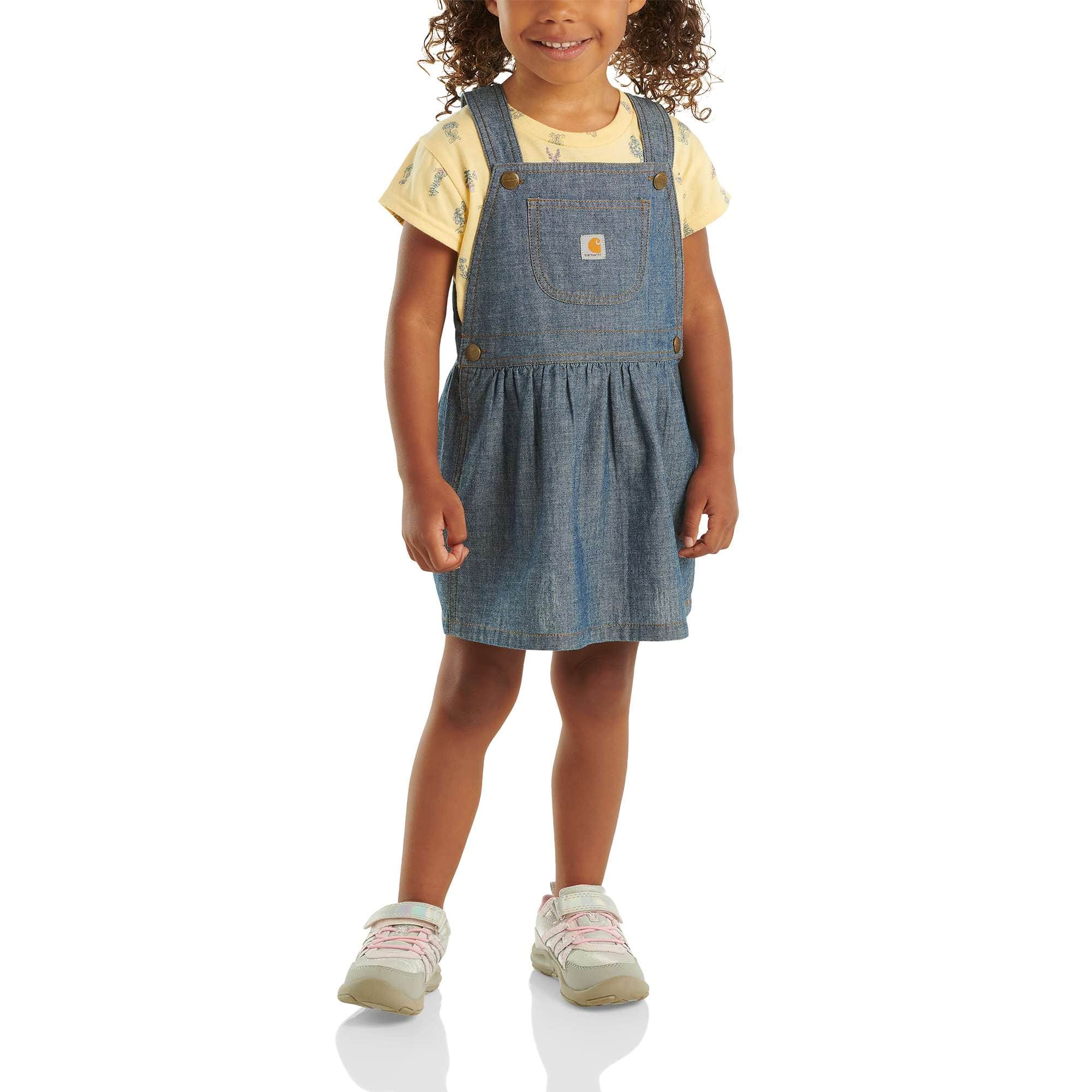 Carhartt Girls' Two-Piece Short-Sleeve Printed T-Shirt & Denim Jumper Set (Toddler)