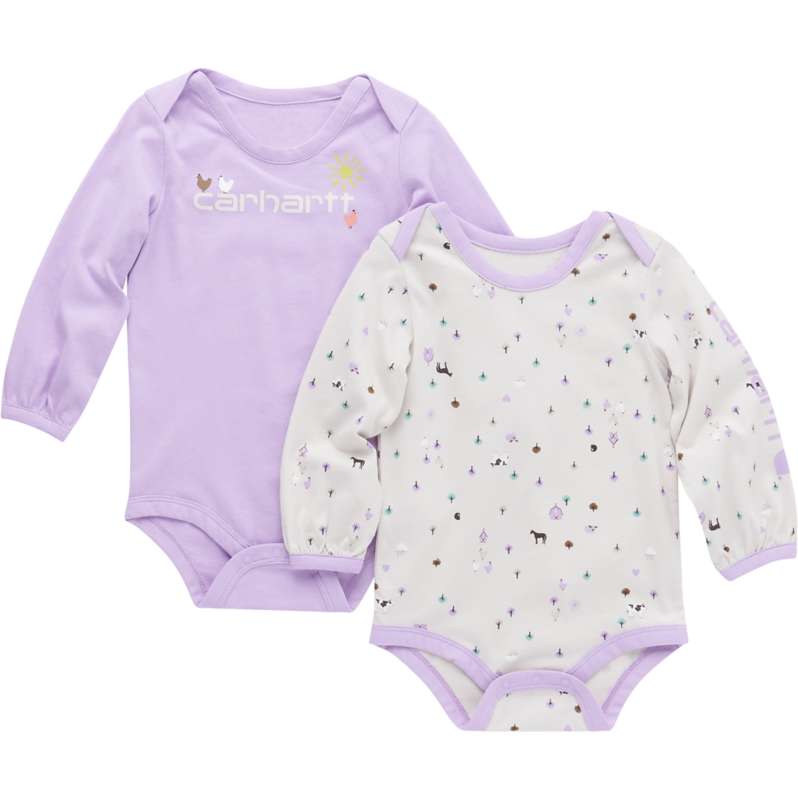 Carhartt  Violet Haze Girls' Long-Sleeve Farm Print Bodysuit 2pc Set (Infant)