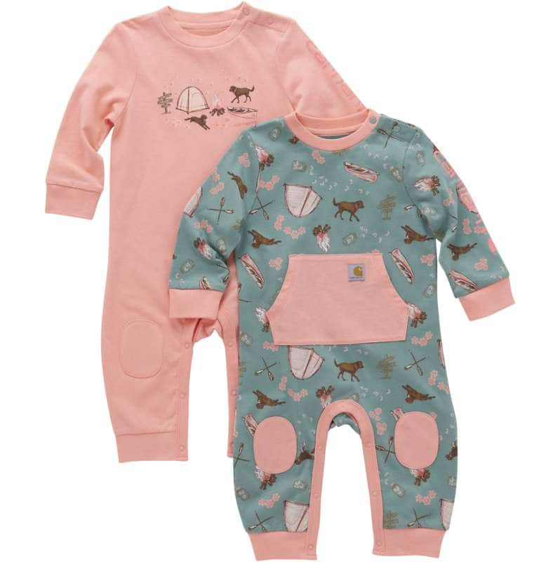 Carhartt  Tropical Peach Girls' Long-Sleeve Coverall 2PC Set (Infant)