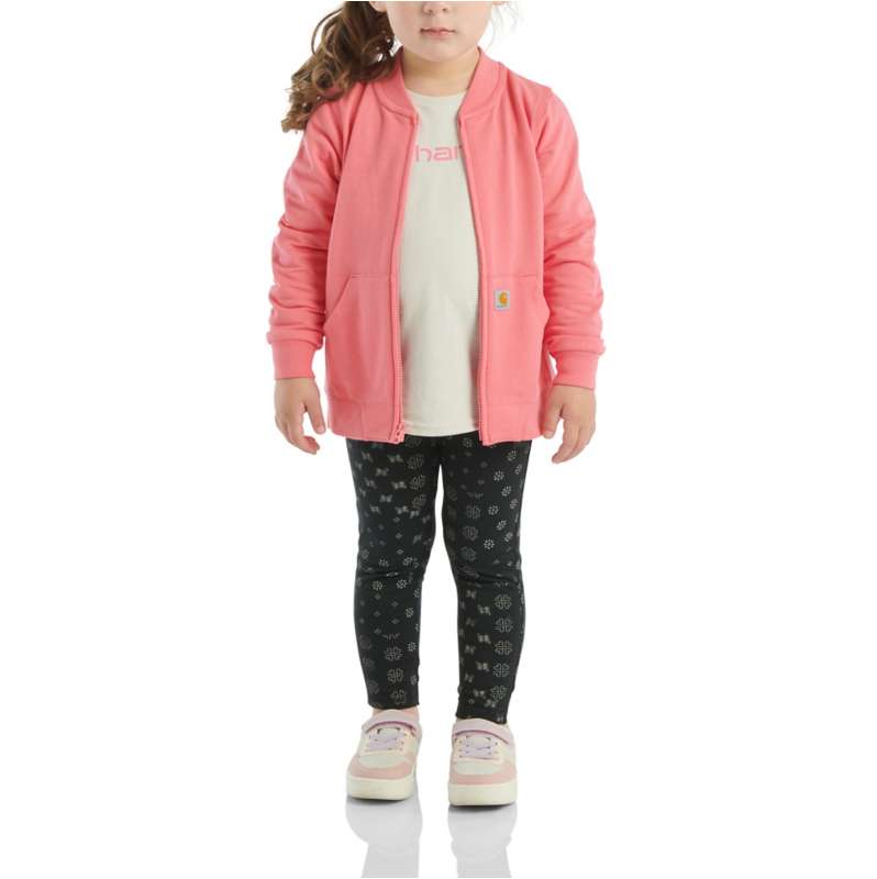 Carhartt  Black Girls' Long-Sleeve French Terry Bomber Jacket T-Shirt Leggings Set (Toddler)