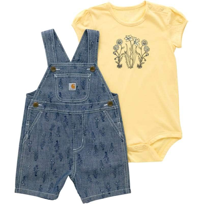 Carhartt  Gravel Girls' 2-Piece Short Sleeve Bodysuit & Chambray Shortall Set (Infant)