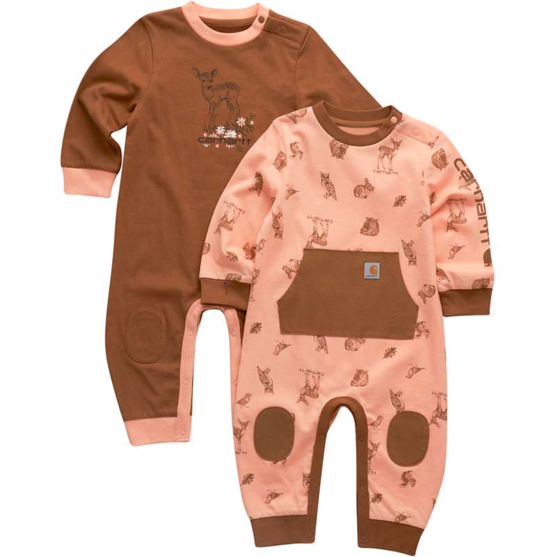 Carhartt  Carhartt Brown Girls' 2-Piece Long Sleeve Coverall Set (Baby)