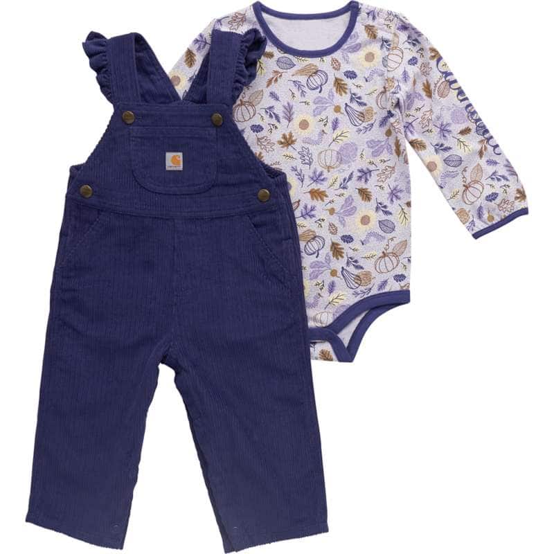 Girls' 2-Piece Long Sleeve Floral Bodysuit & Canvas Overall Set (Baby)