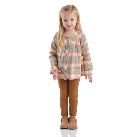 Детские брюки Carhartt Girls' 2-Piece Long Sleeve Flannel Top & Legging Set (Toddler)