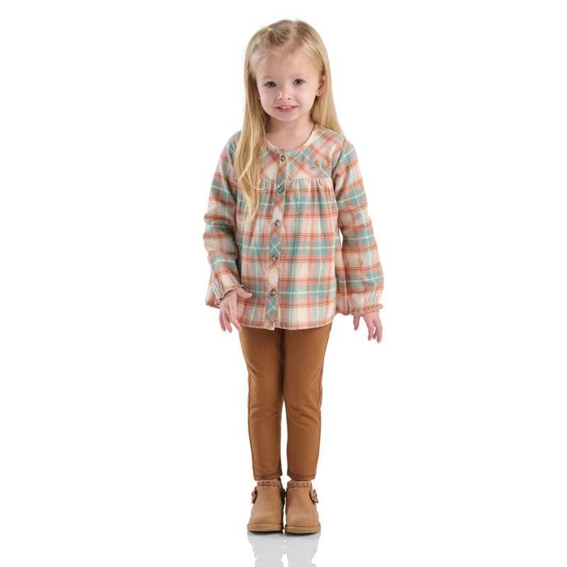 Girls' 2-Piece Long Sleeve Floral Bodysuit & Canvas Overall Set (Baby)
