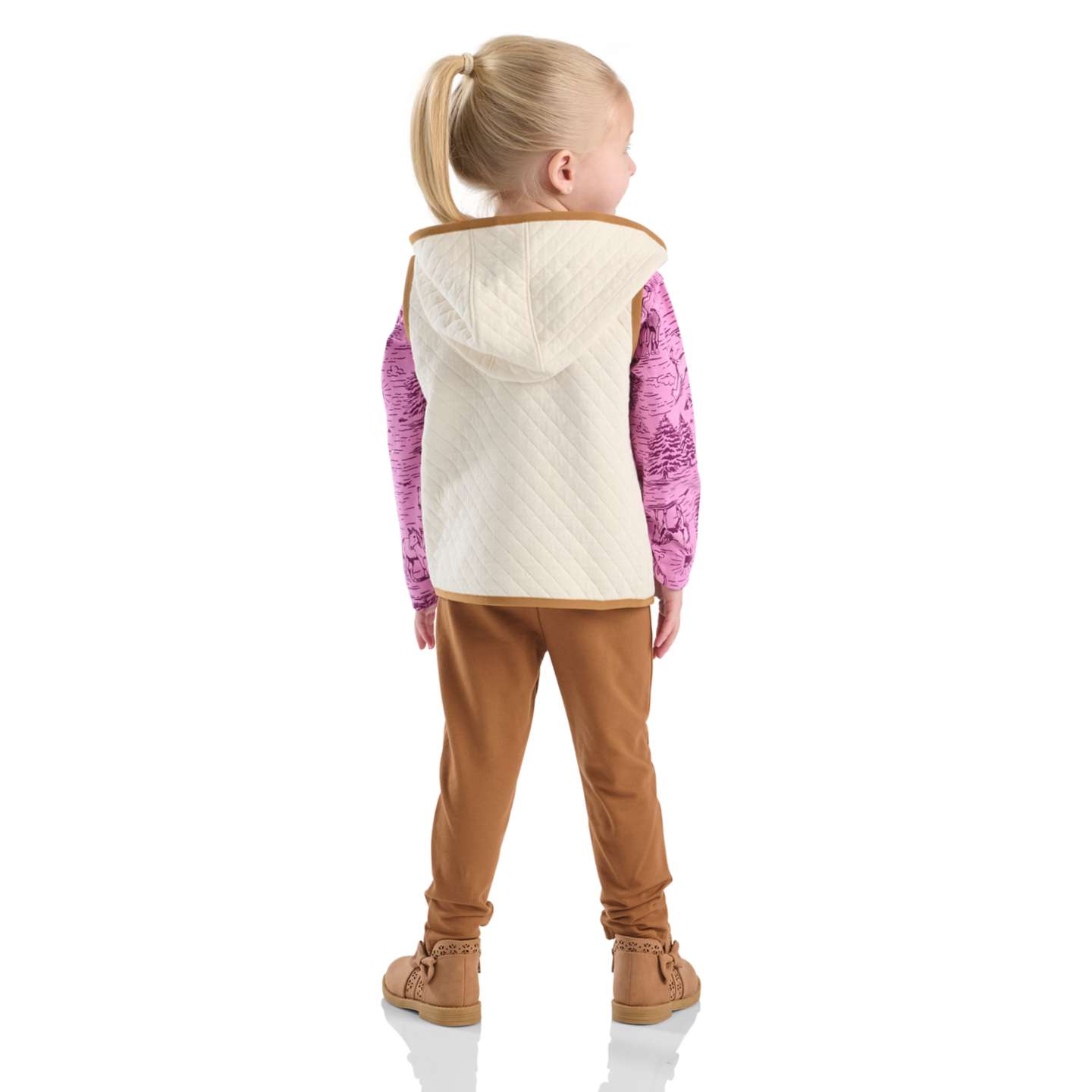 Комплекты Carhartt 3-Piece Vest, Printed T-shirt & Legging set для девочек-малышей, цвет: Коричневый — фото 2