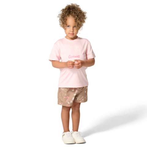 Детские брюки Carhartt Girls' 2-Piece Short Sleeve Force Sun Defender™ T-Shirt & Elastic Waistband Printed Short Set (Toddler)