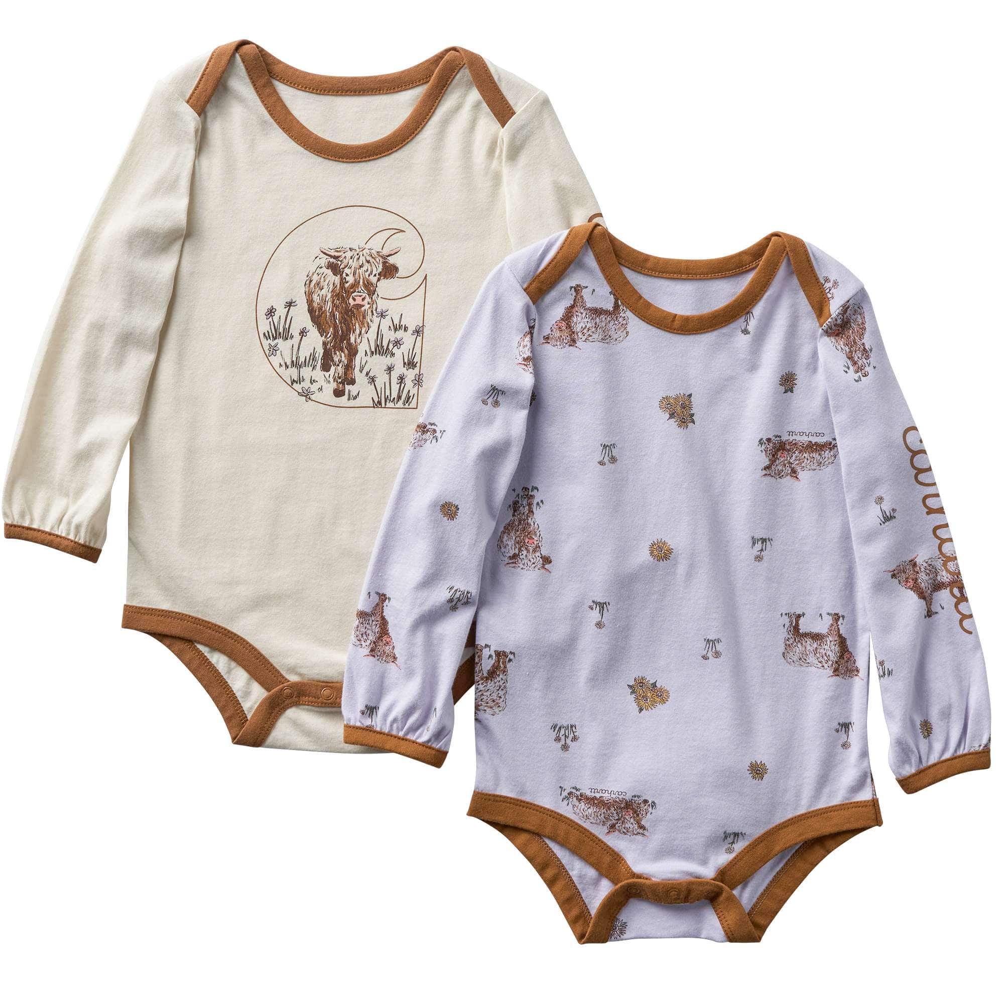 Carhartt Girls' 2-Piece Long Sleeve Farm Print Bodysuits Set (Baby)