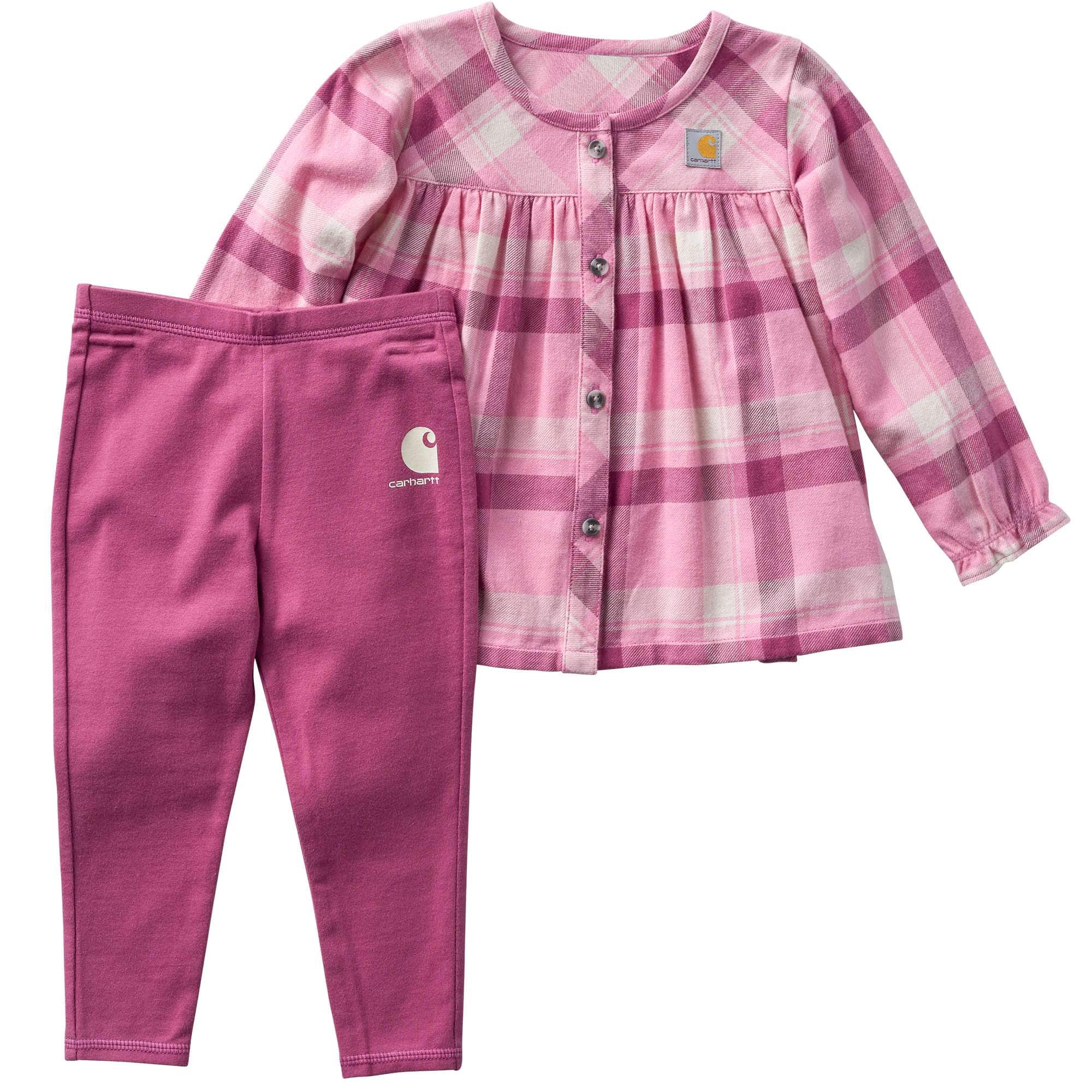 Carhartt Girls' 2-Piece Long Sleeve Plaid Top & Legging Set (Baby)