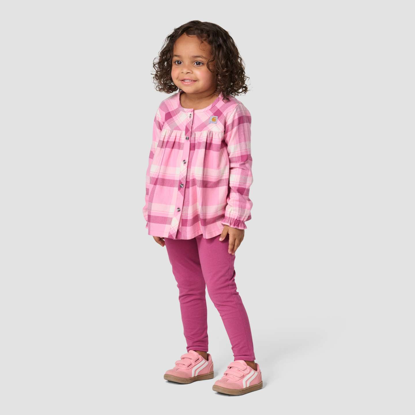 Комплект Carhartt 2-Piece Long Sleeve Plaid Top & Legging Set для девочек-малышей, цвет: Тёмный розовый — фото 4