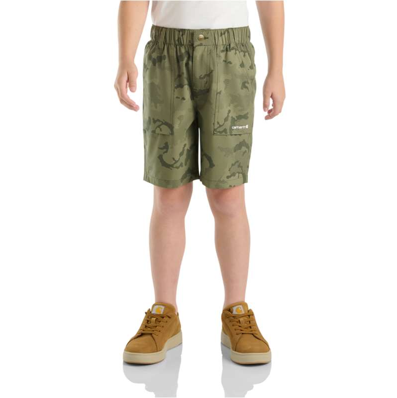 Carhartt  Olive Boys' Rugged Flex™  Elastic Waistband Camo Short (Child/Youth)