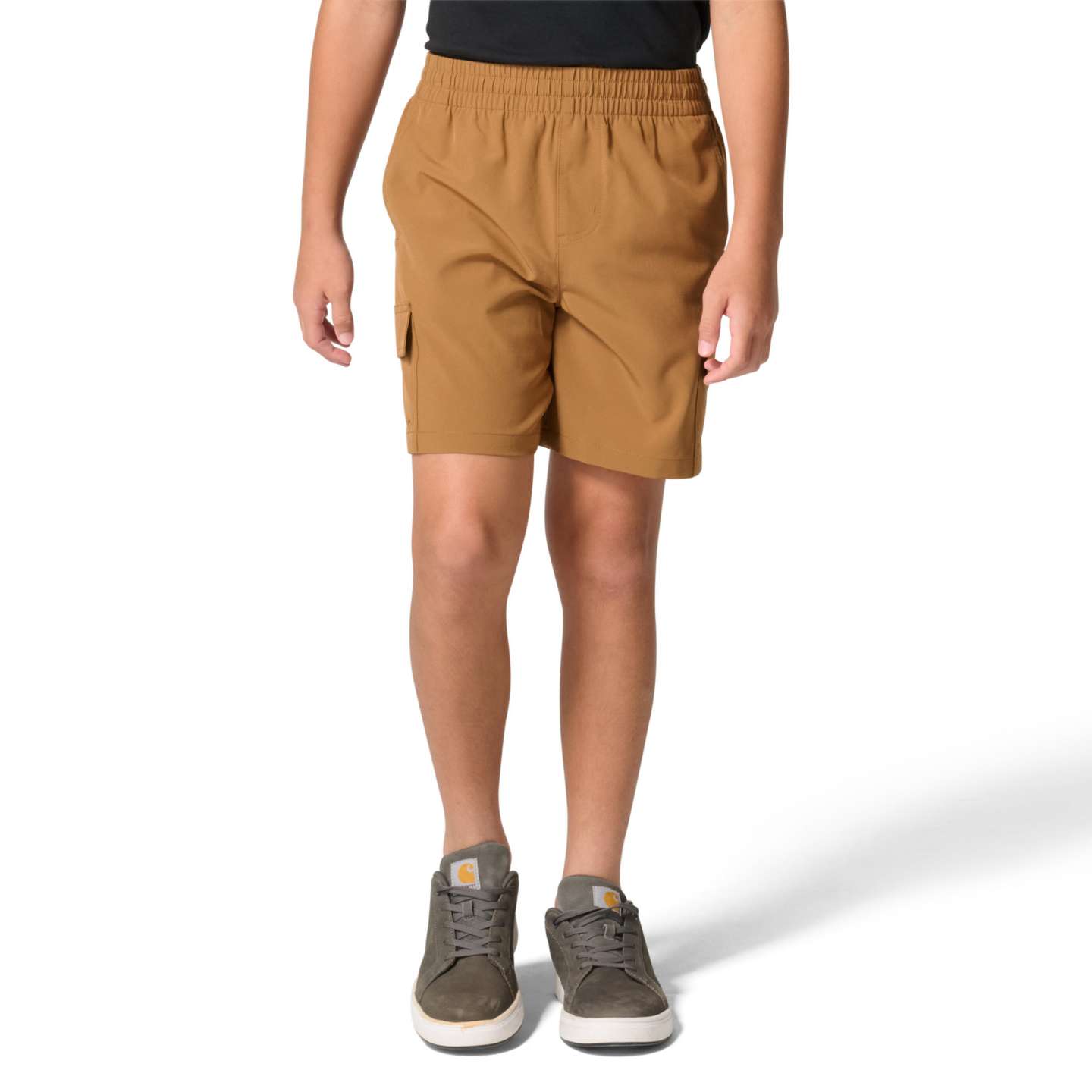 Шорты Carhartt Elastic Waistband Rugged Flex™ Ripstop Cargo Work Short (Child) для мальчиков, цвет: Коричневый — фото 1