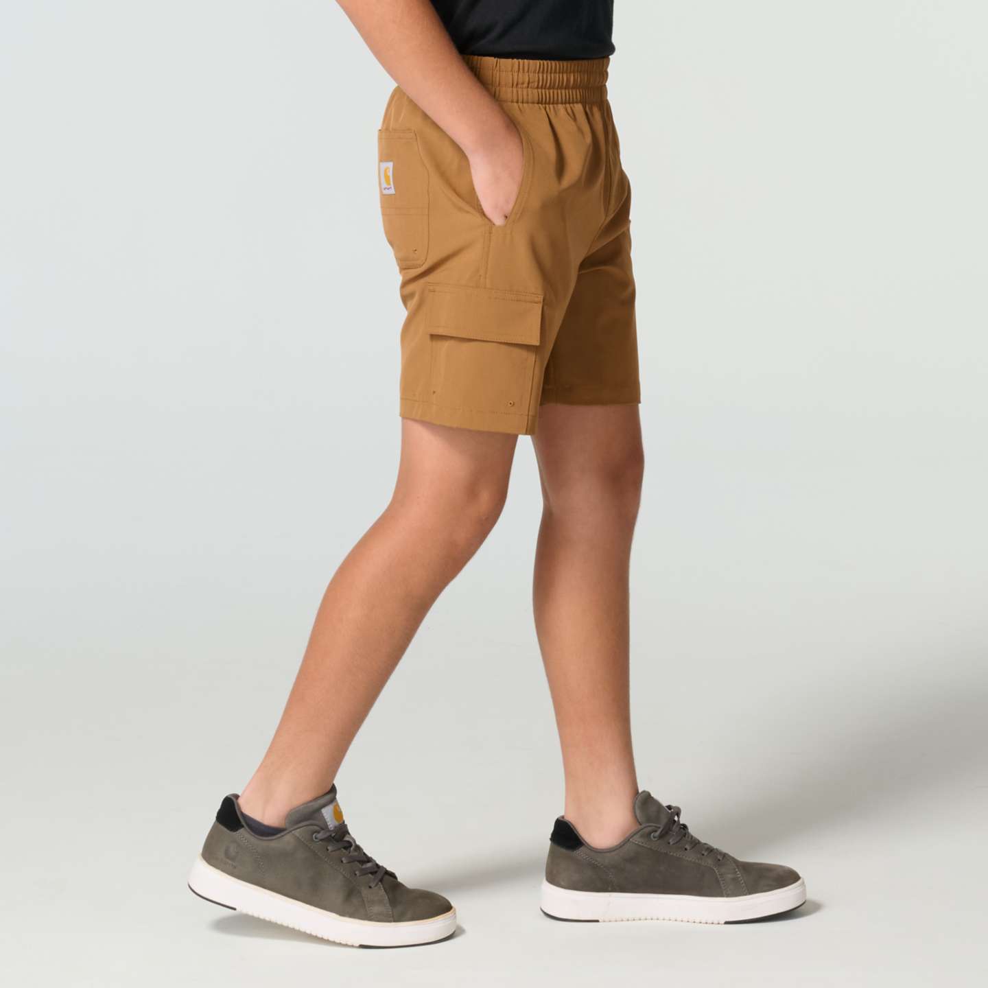 Шорты Carhartt Elastic Waistband Rugged Flex™ Ripstop Cargo Work Short (Child) для мальчиков, цвет: Коричневый — фото 3