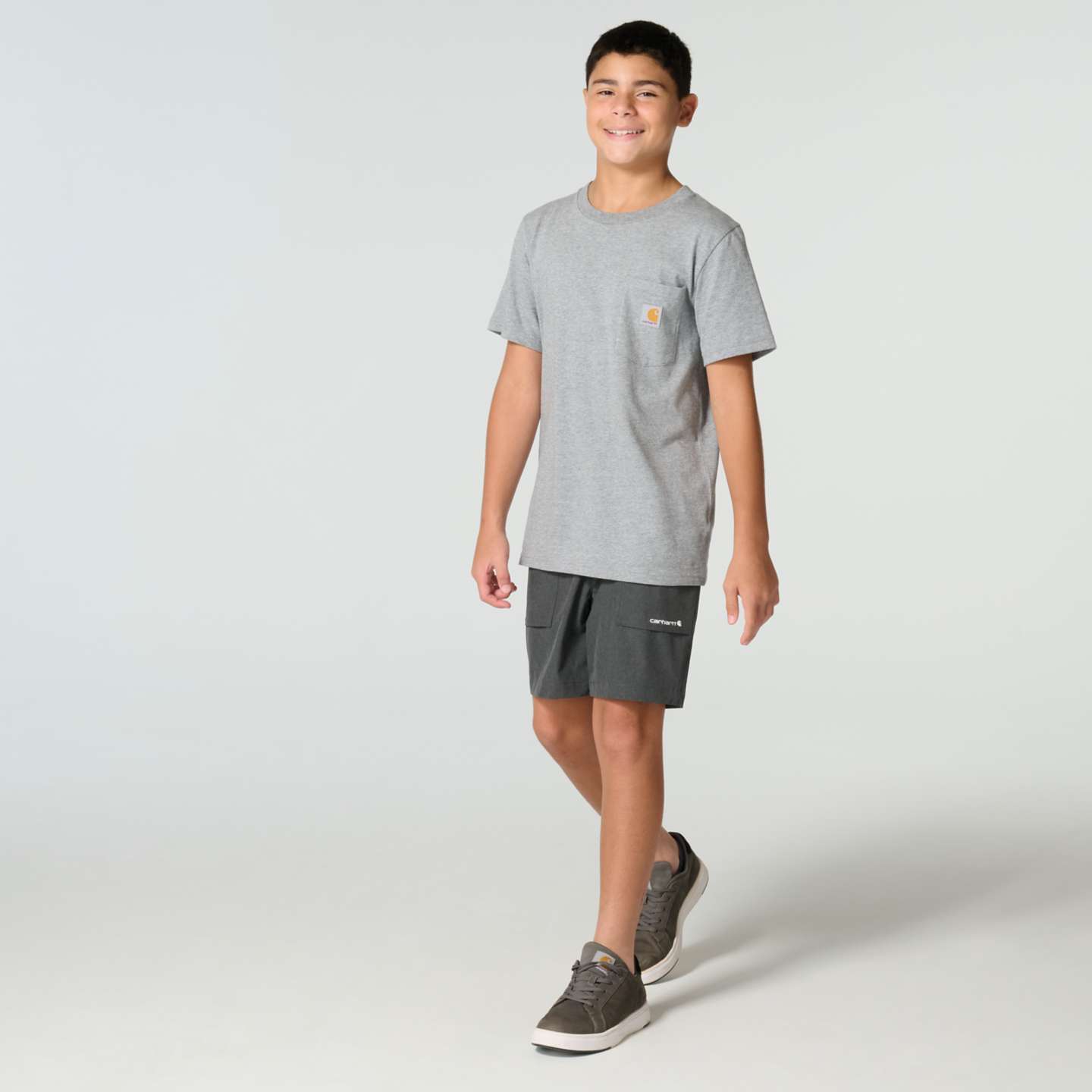 Шорты Carhartt Rugged Flex™ Heather Short (Child/Youth) для мальчиков, цвет: Карбоновый меланжевый — фото 3