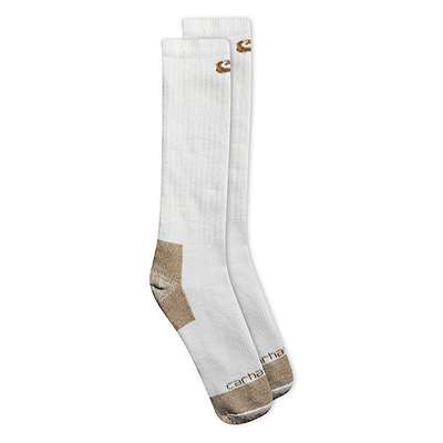 Carhartt Men's White Full Cushion Steel-Toe Cotton Work Boot Sock 2 Pack