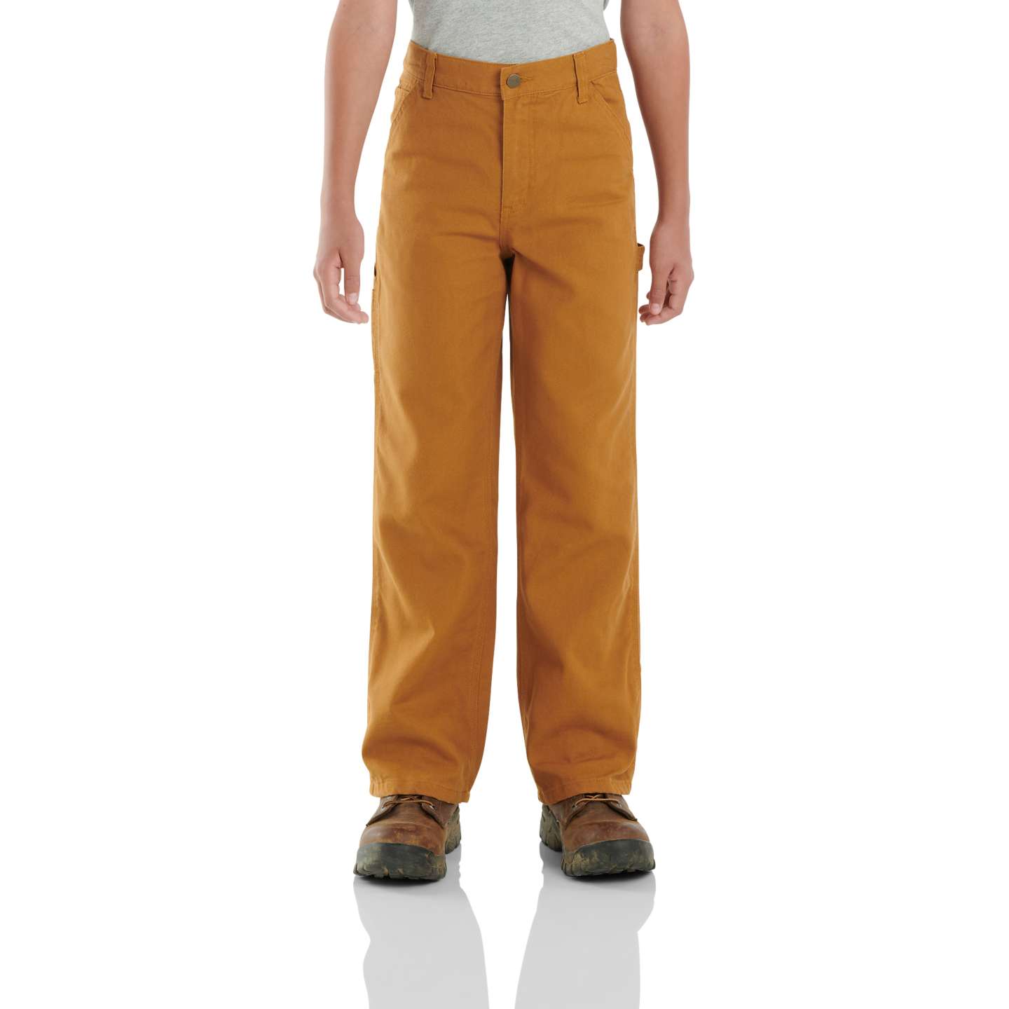 Брюки Carhartt Canvas Dungaree Flannel-Lined (Child/Youth) для мальчиков, цвет: Коричневый — фото 1