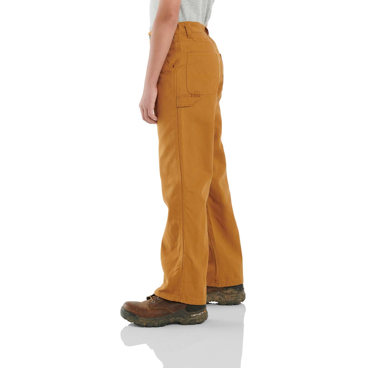 Брюки Carhartt Canvas Dungaree Flannel-Lined (Child/Youth) для мальчиков, цвет: Коричневый — фото 3