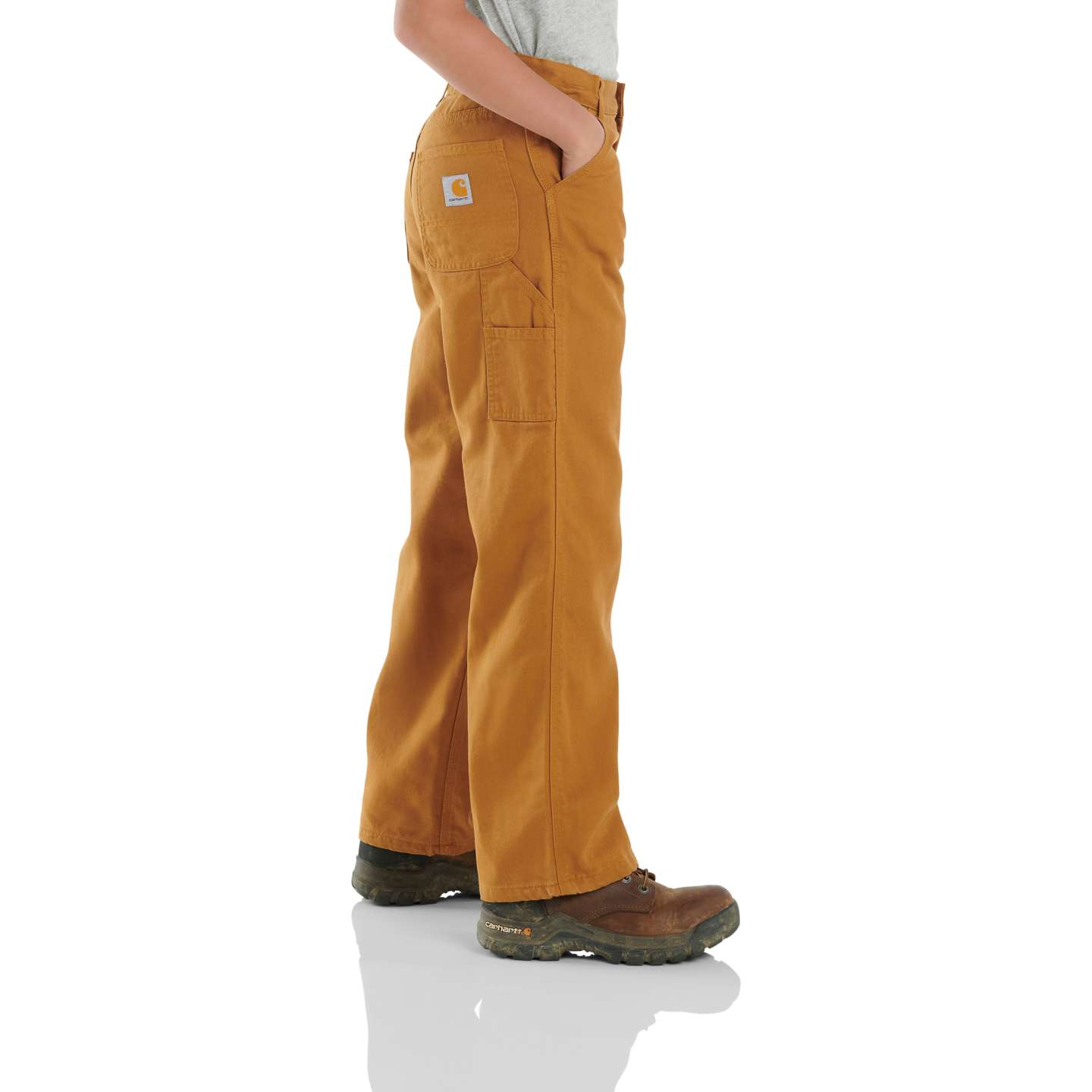 Брюки Carhartt Canvas Dungaree Flannel-Lined (Child/Youth) для мальчиков, цвет: Коричневый — фото 2