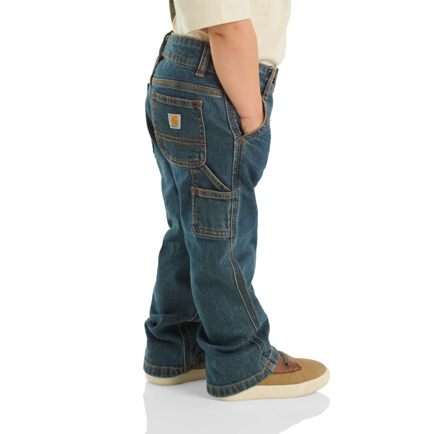 Брюки Carhartt Washed Denim Dungaree для мальчиков-малышей, цвет: Джинсовая средняя варка — фото 3