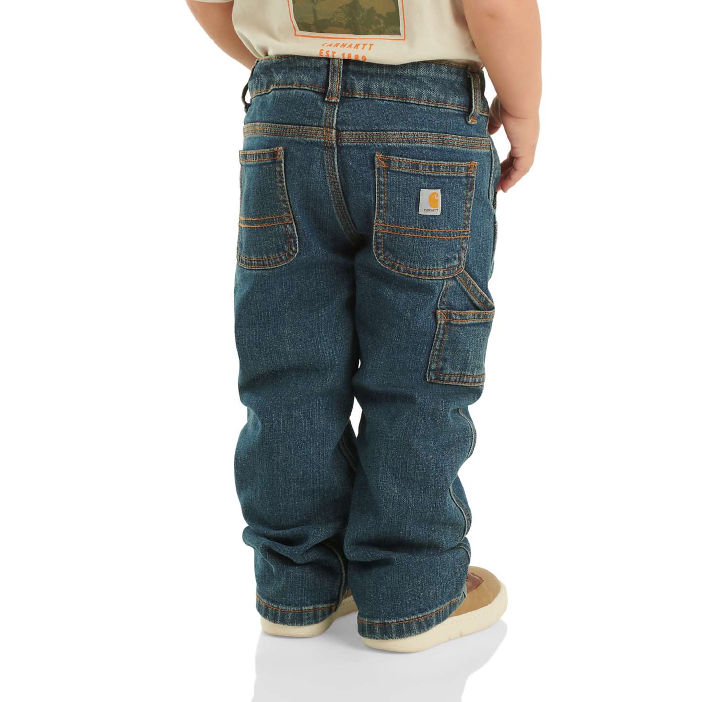 Брюки Carhartt Washed Denim Dungaree для мальчиков-малышей, цвет: Джинсовая средняя варка — фото 2