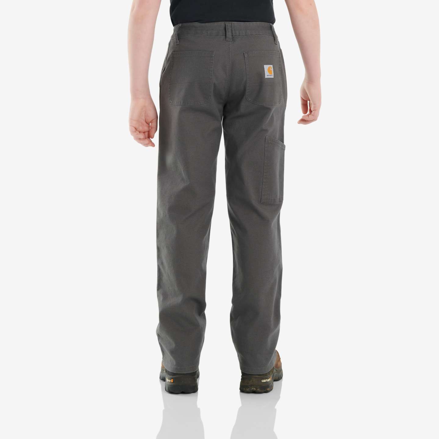 Брюки Carhartt Rugged Flex® Loose Fit Canvas Utility Boot-Cut Work Pant (Child/Youth) для мальчиков, цвет: Асфальтовый — фото 3