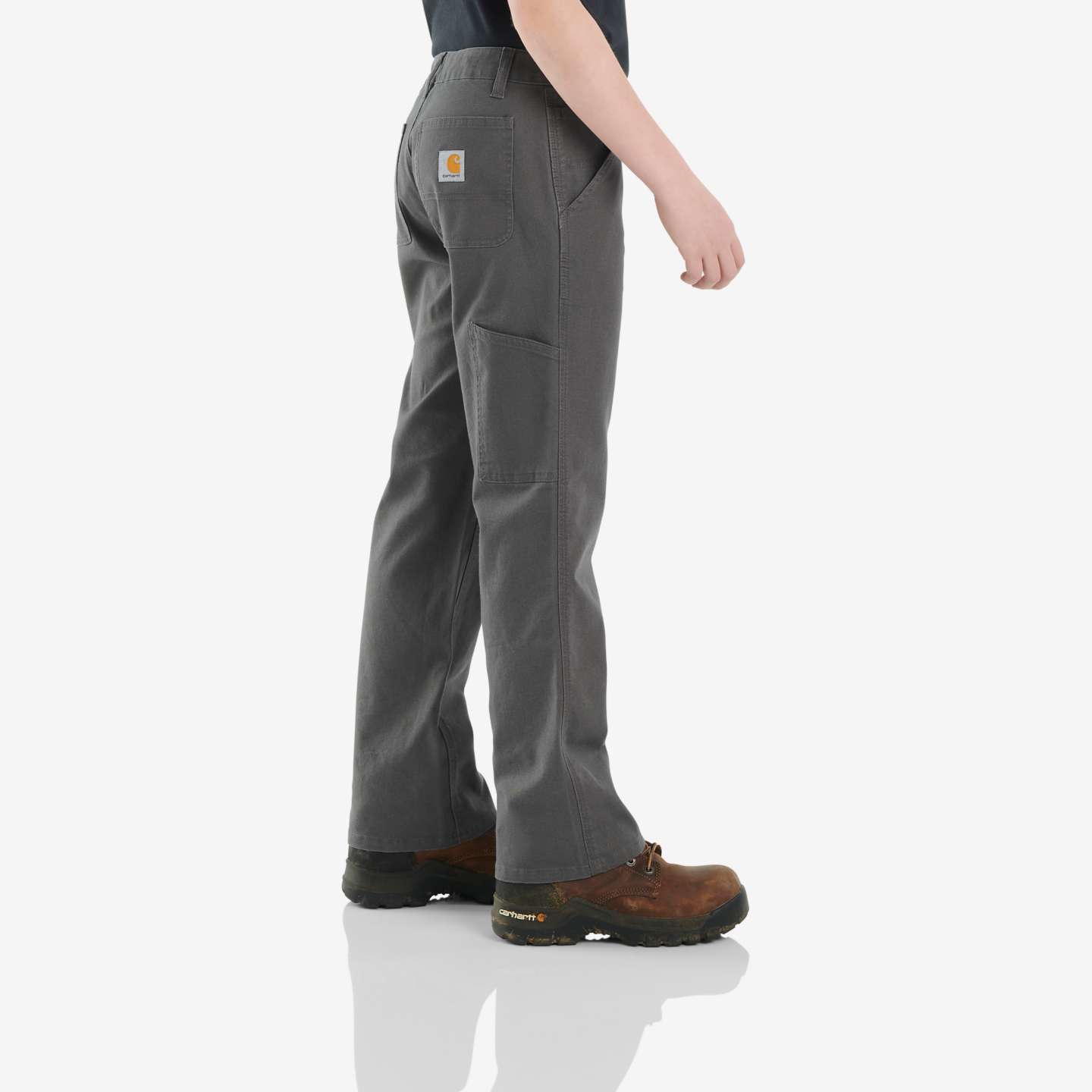 Брюки Carhartt Rugged Flex® Loose Fit Canvas Utility Boot-Cut Work Pant (Child/Youth) для мальчиков, цвет: Асфальтовый — фото 2